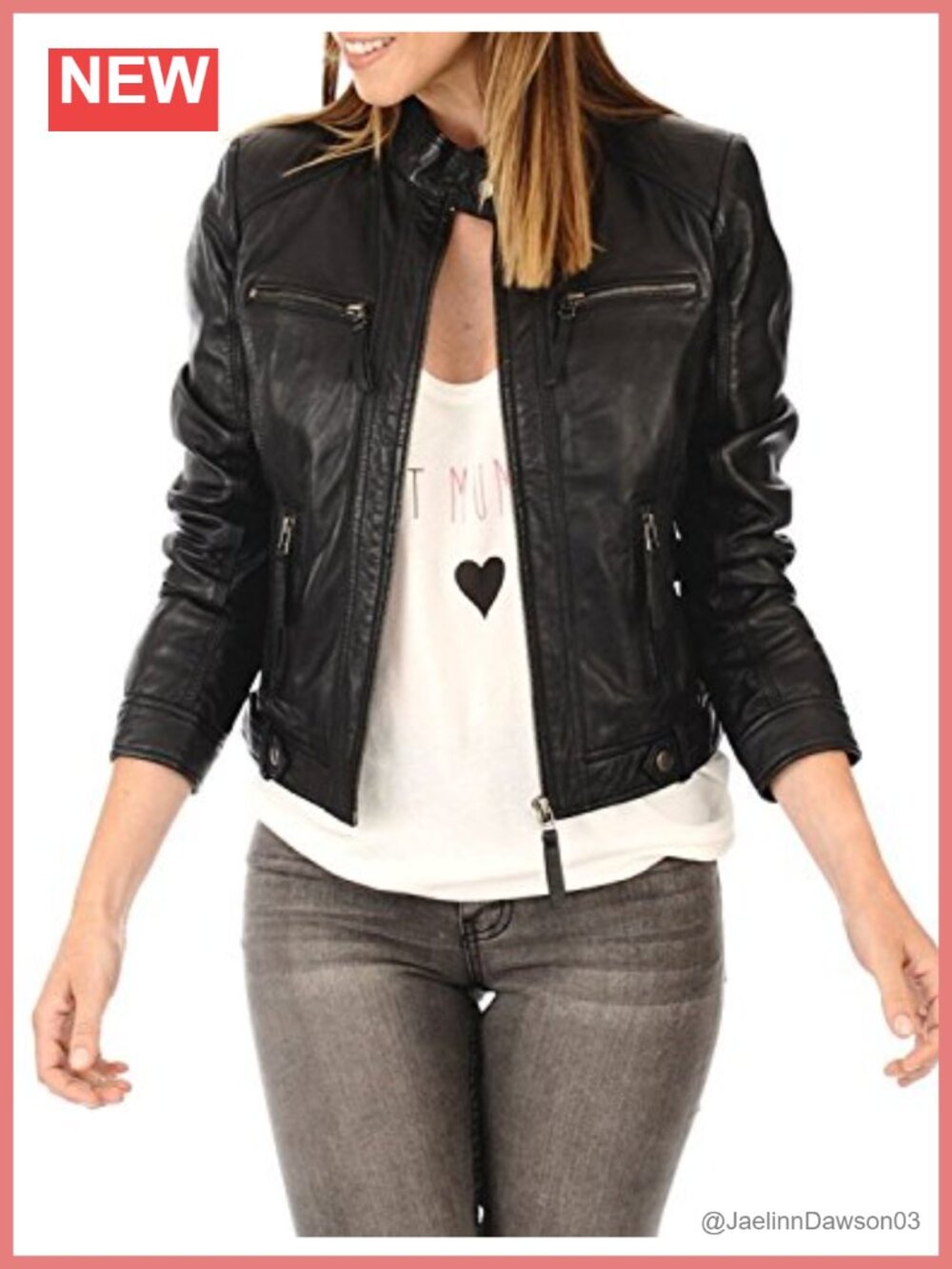 Lambskin Leather Biker Moto Jacket Asymmetric Zip Notch Collar Fitted